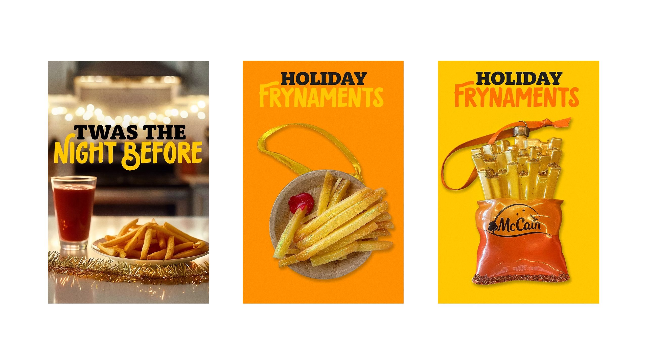 A set of 3 McCain branded holiday themed banners