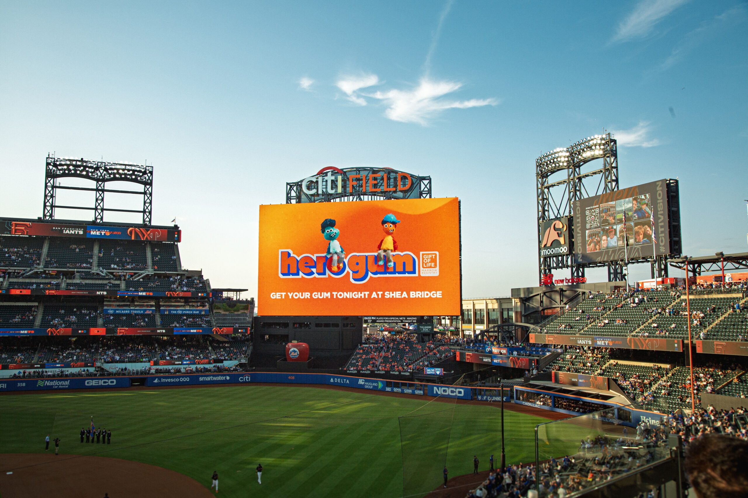 Gift of Life Hero Gum Advertising on the Jumbo Tron at City Field Baseball Stadium