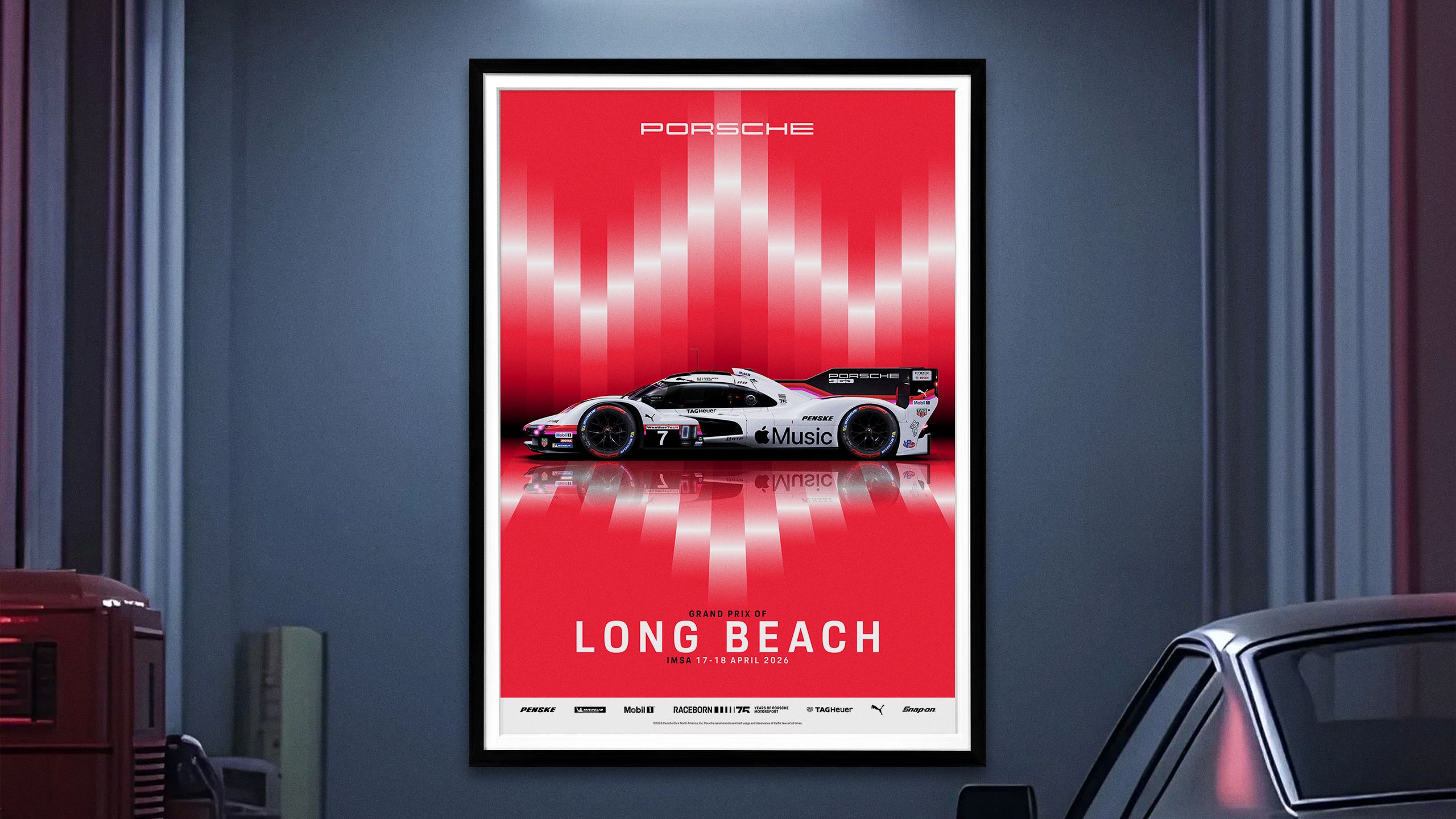 Porsche Racing Long Beach Race Poster in a Frame