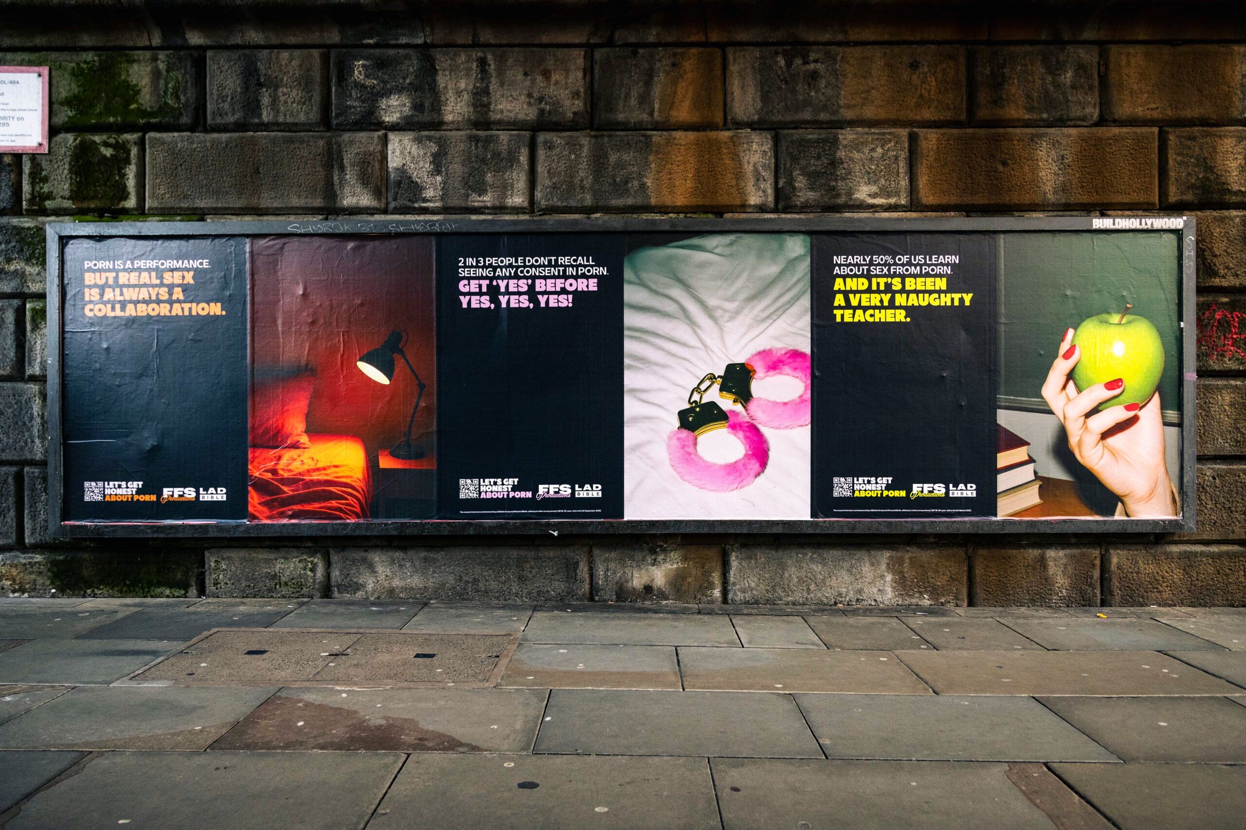 Billboards with FFS Productions posters on it