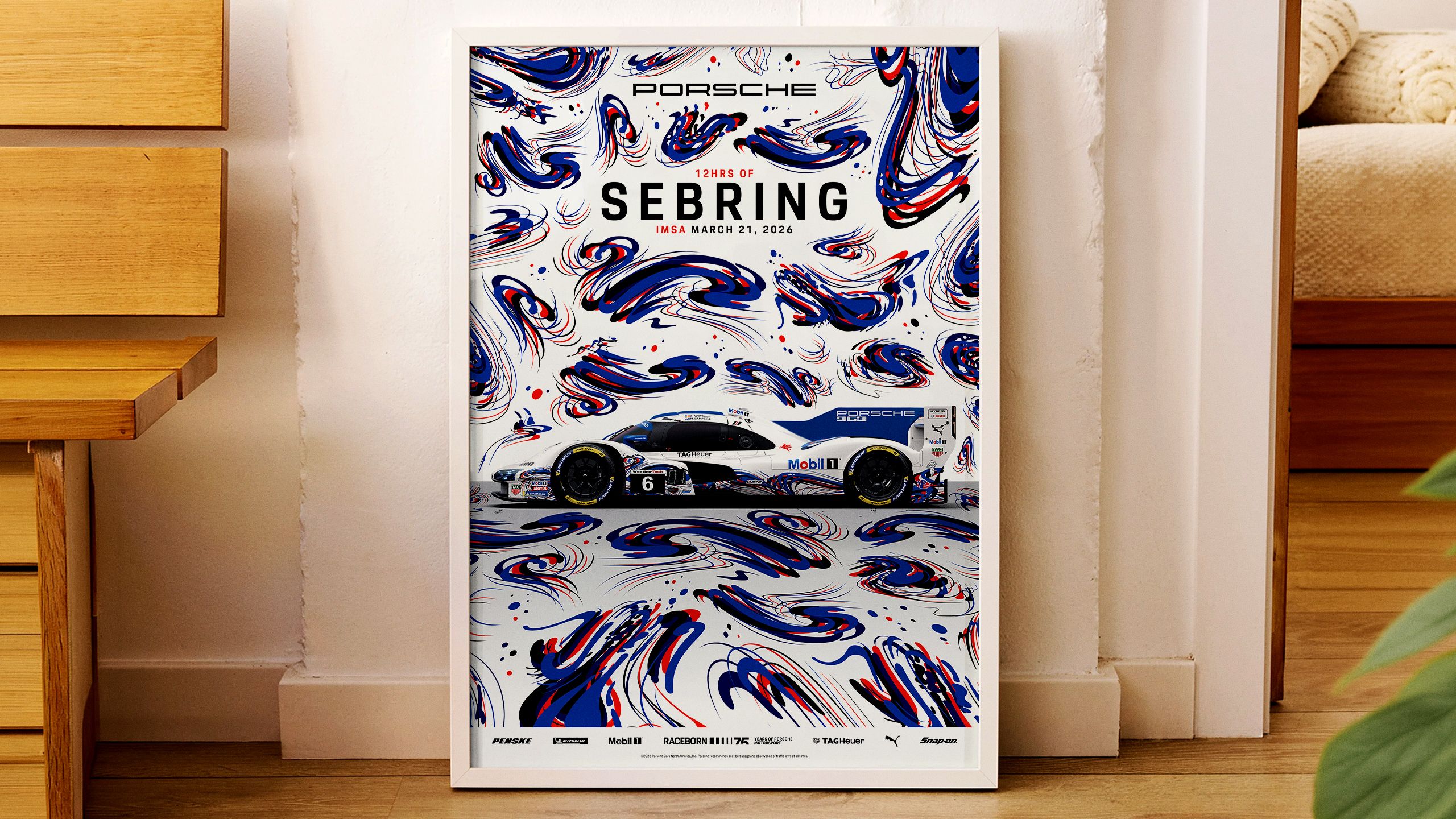 Porsche Racing Sebring Race Poster in a Frame