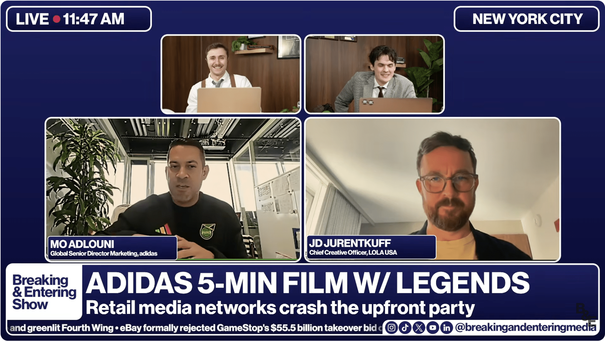 Screenshot from an interview of JD Jurentkuff and Mo Adlouni with the Breaking and Entering Media live show