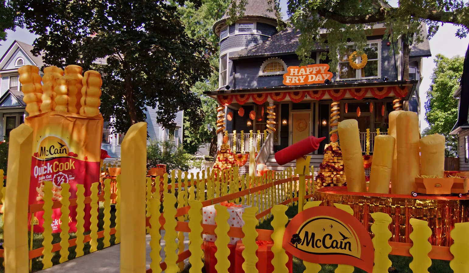 Outside of a house with McCain branding